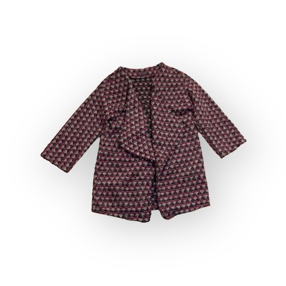 Joeleen Torvick Chunky Woven Jacket in Maroon Charcoal and Grey- Size S - Picture 3 of 8